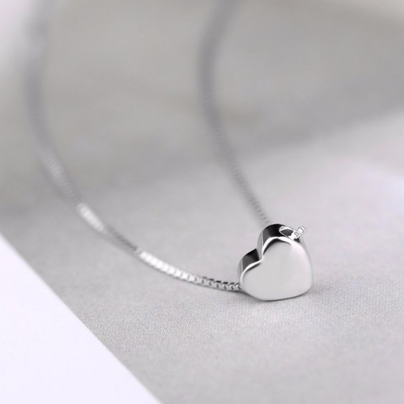 *NEW 925 Sterling Silver Simple Heart Necklace - Picture 3 of 10